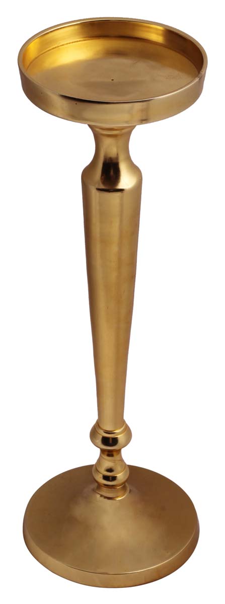 21.5” Pillar Candle Holder in Aluminum – Golden Finish – Taper Candle-Stands / Home Décor / Gifts